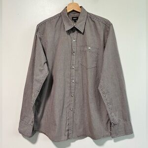 Max Brown & White Micro Gingham Long Sleeve Shirt - Men’s L